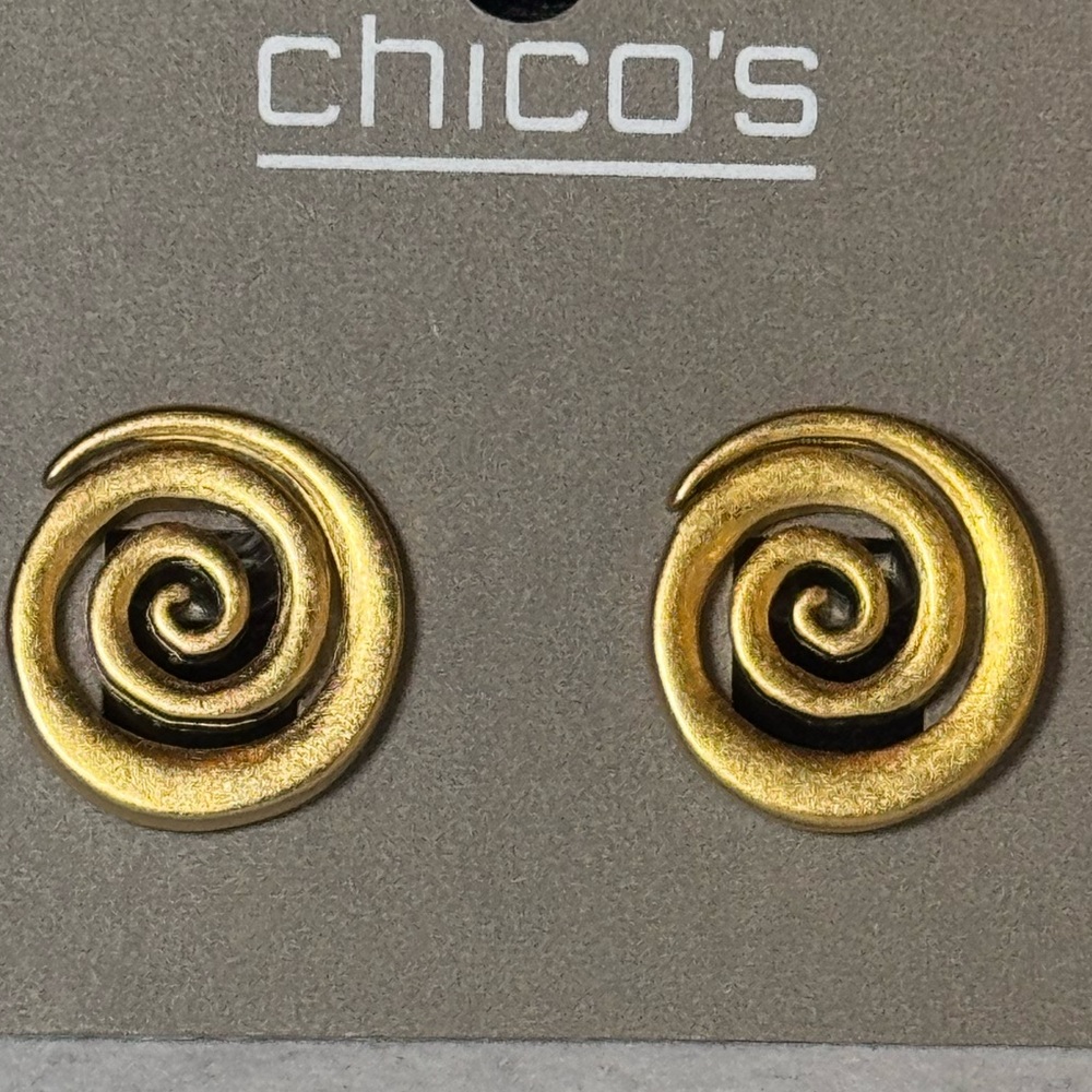 Chico’s Gold Swirl Post Earrings .5 inch approx
